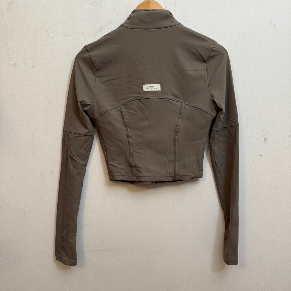 Taupe Long Sleeve Zip-Up Corset Jacket XS NWOT - Picture 3 of 7